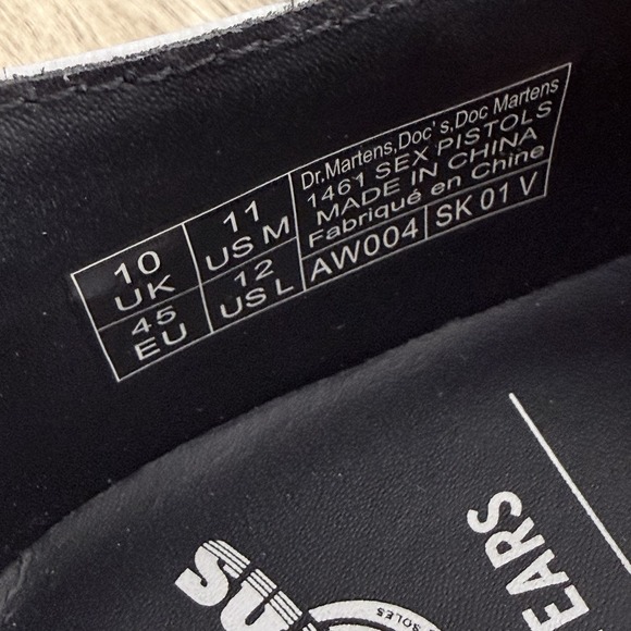 DR. MARTENS Sex Pistols 1461 Oxford Shoes Punk 3-Eye B/W Newspaper Mens Size 11 - Picture 9 of 11